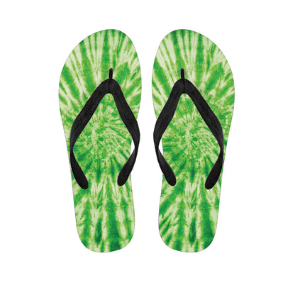 Green Tie Dye Print Flip Flops