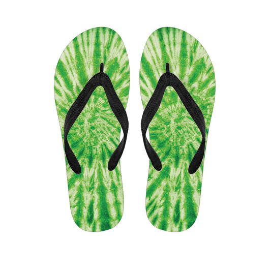 Green Tie Dye Print Flip Flops