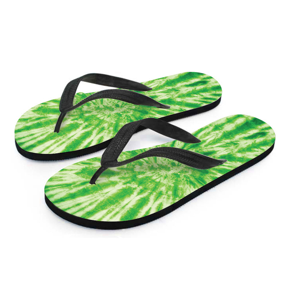 Green Tie Dye Print Flip Flops