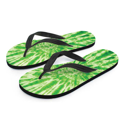 Green Tie Dye Print Flip Flops
