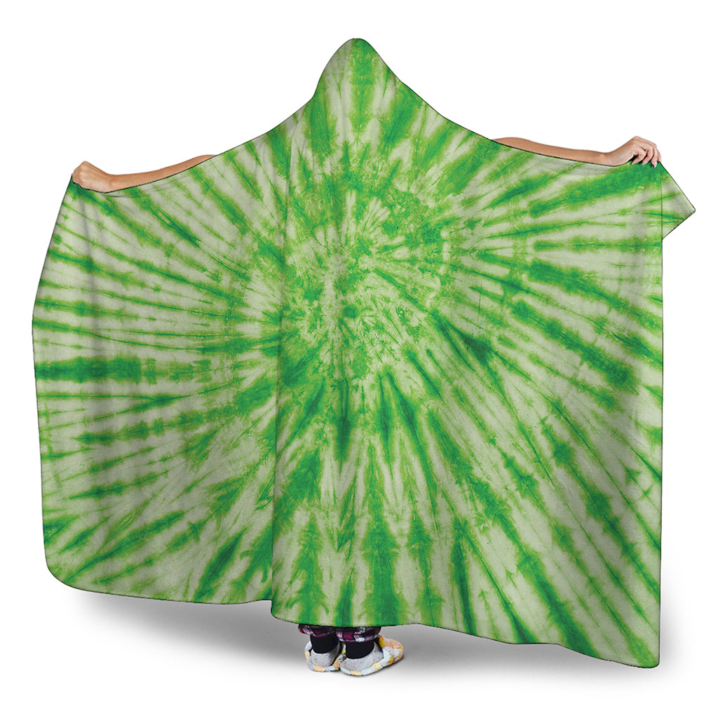 Green Tie Dye Print Hooded Blanket