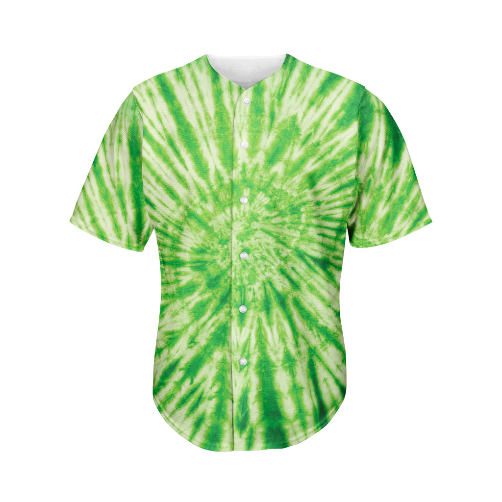 Green Tie Dye Print Men's Baseball Jersey