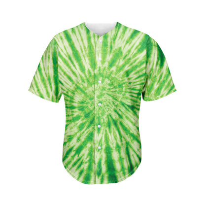 Green Tie Dye Print Men's Baseball Jersey