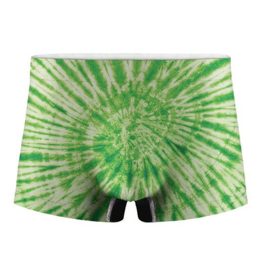 Green Tie Dye Print Men's Boxer Briefs
