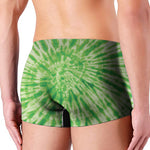 Green Tie Dye Print Men's Boxer Briefs
