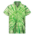 Green Tie Dye Print Men's Short Sleeve Shirt