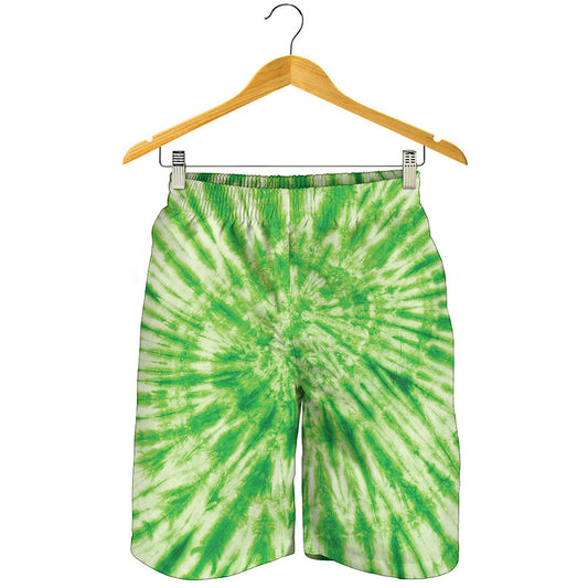 Green Tie Dye Print Men's Shorts