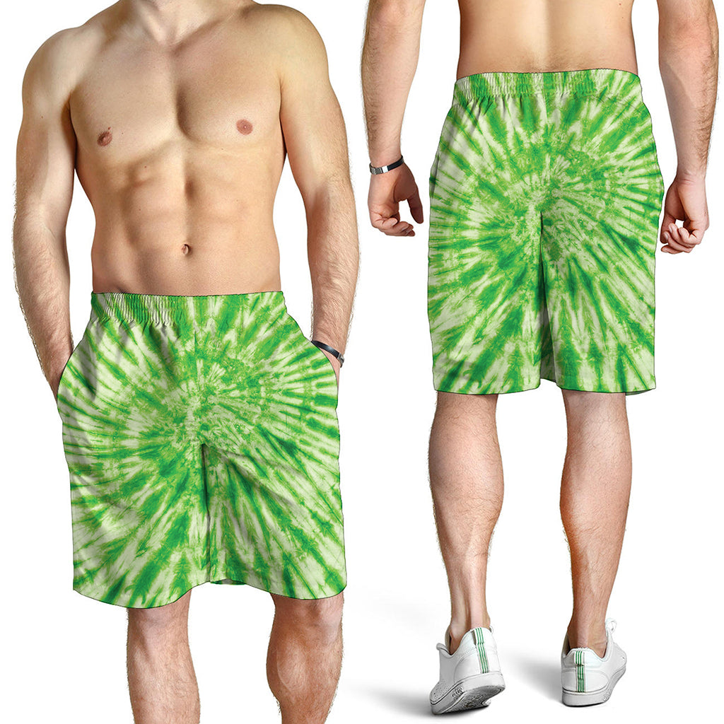 Green Tie Dye Print Men's Shorts