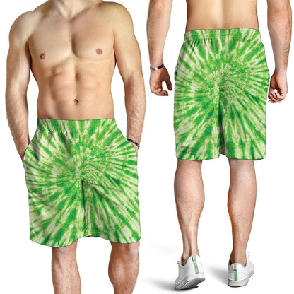 Green Tie Dye Print Men's Shorts