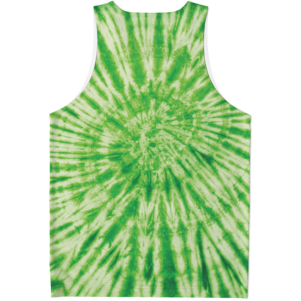 Green Tie Dye Print Men's Tank Top