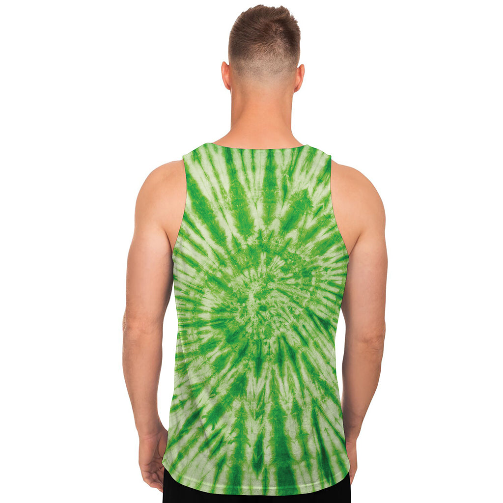Green Tie Dye Print Men's Tank Top