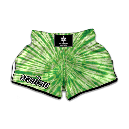 Green Tie Dye Print Muay Thai Boxing Shorts