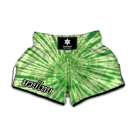 Green Tie Dye Print Muay Thai Boxing Shorts