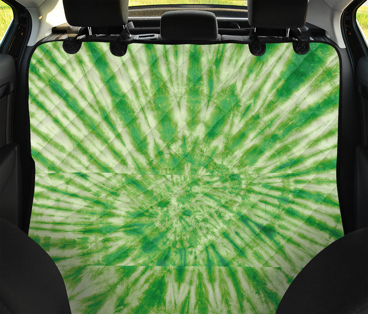 Green Tie Dye Print Pet Car Back Seat Cover