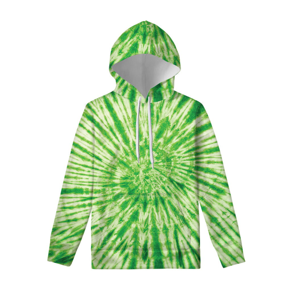 Green Tie Dye Print Pullover Hoodie