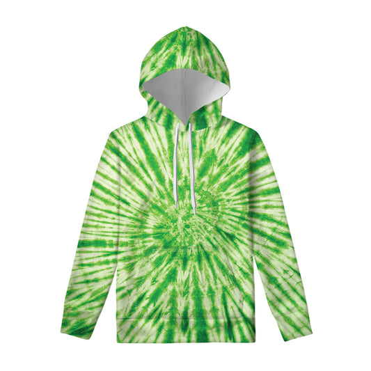 Green Tie Dye Print Pullover Hoodie
