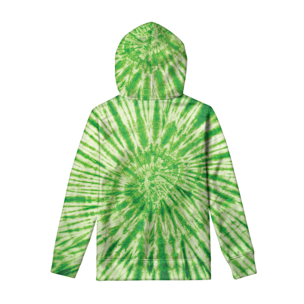 Green Tie Dye Print Pullover Hoodie