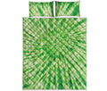 Green Tie Dye Print Quilt Bed Set