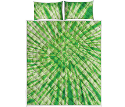Green Tie Dye Print Quilt Bed Set