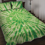 Green Tie Dye Print Quilt Bed Set