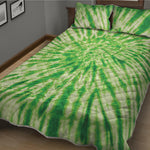Green Tie Dye Print Quilt Bed Set