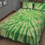 Green Tie Dye Print Quilt Bed Set