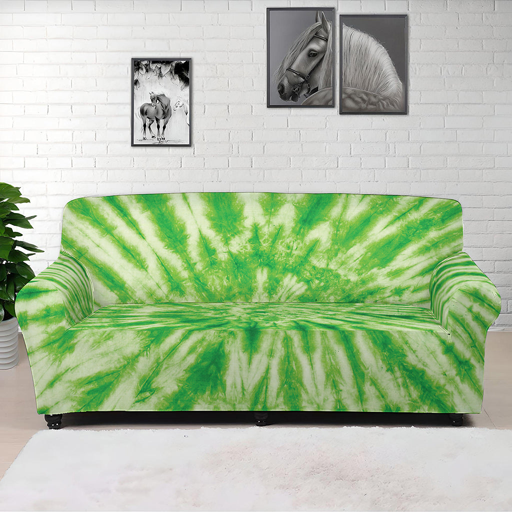 Green Tie Dye Print Sofa Cover