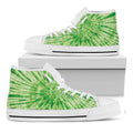 Green Tie Dye Print White High Top Sneakers