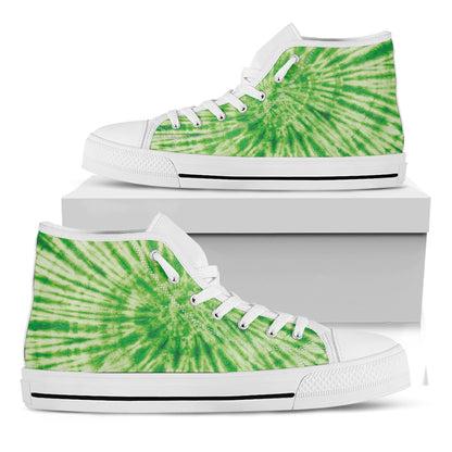 Green Tie Dye Print White High Top Shoes