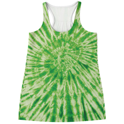 Green Tie Dye Print Women's Racerback Tank Top