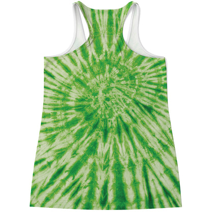 Green Tie Dye Print Women's Racerback Tank Top