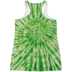 Green Tie Dye Print Women's Racerback Tank Top