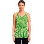 Green Tie Dye Print Women's Racerback Tank Top