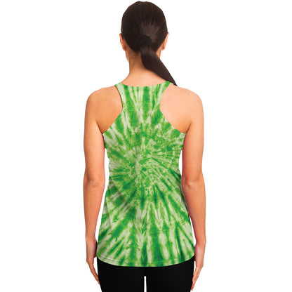 Green Tie Dye Print Women's Racerback Tank Top