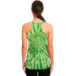 Green Tie Dye Print Women's Racerback Tank Top