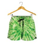Green Tie Dye Print Women's Shorts