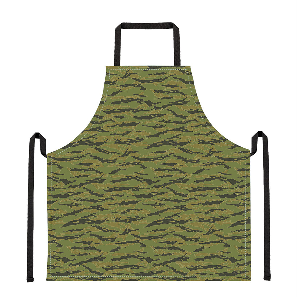 Green Tiger Stripe Camo Pattern Print Apron