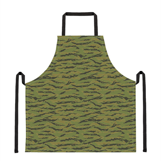 Green Tiger Stripe Camo Pattern Print Apron