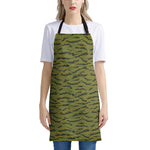 Green Tiger Stripe Camo Pattern Print Apron