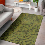 Green Tiger Stripe Camo Pattern Print Area Rug