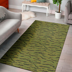 Green Tiger Stripe Camo Pattern Print Area Rug