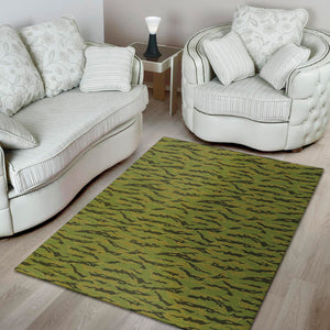 Green Tiger Stripe Camo Pattern Print Area Rug