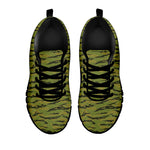 Green Tiger Stripe Camo Pattern Print Black Sneakers