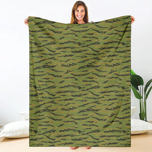 Green Tiger Stripe Camo Pattern Print Blanket