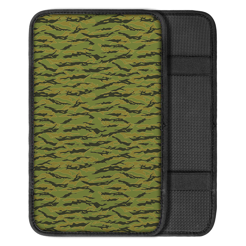 Green Tiger Stripe Camo Pattern Print Car Center Console Cover