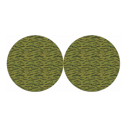 Green Tiger Stripe Camo Pattern Print Car Coasters