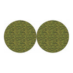 Green Tiger Stripe Camo Pattern Print Car Coasters