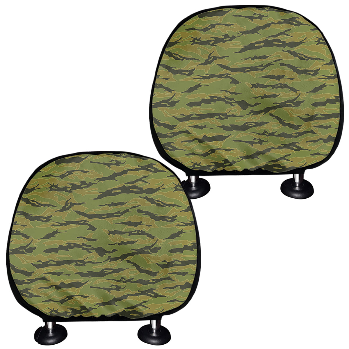 Green Tiger Stripe Camo Pattern Print Car Headrest Covers