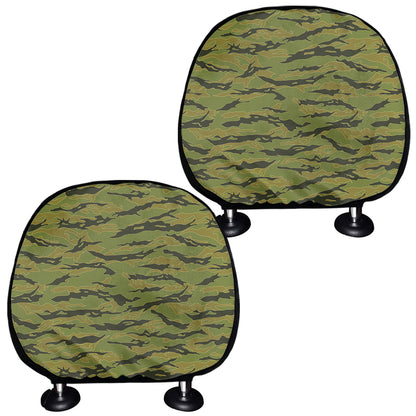Green Tiger Stripe Camo Pattern Print Car Headrest Covers