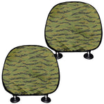 Green Tiger Stripe Camo Pattern Print Car Headrest Covers